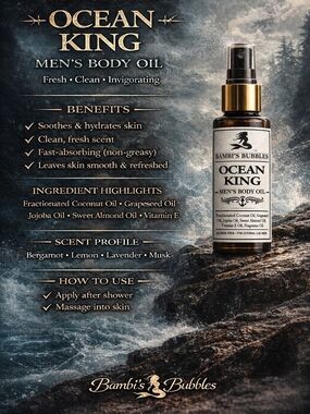 Ocean King Men's Body Oil 2oz Hand Crafted